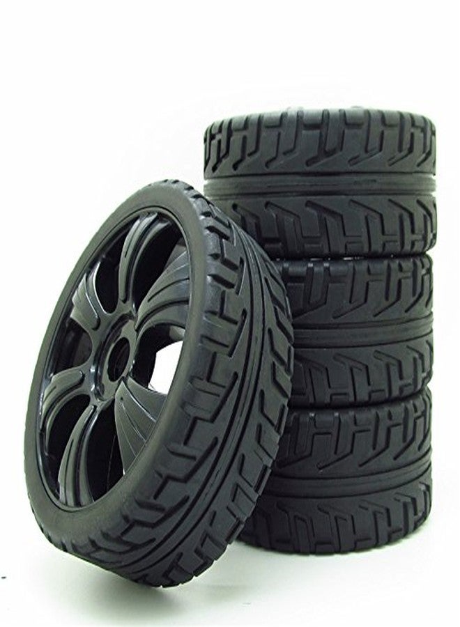 JIUWU RC Off-Road Buggy 1:8 Hex 17mm 6 Spoke Wheel Rims H Thread Pattern Tyre Tires Black - Image 1
